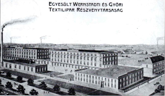 A gyár neve 1905-től Egyesült Wernstadti és Győri Textilipari Rt. 